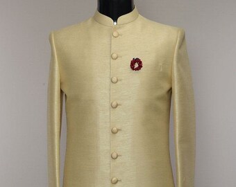 Vastraas Designer Light Pink Ethnic Stylish White Bandhgala Achkan Style Indo Western For Men