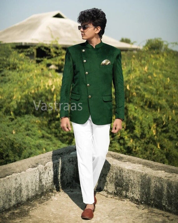 Reception Wear Art Silk Fabric Sea Green Color Jodhpuri Suit