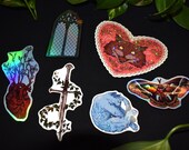 Stickers Cat - Anatomical Heart - Moth - Sword