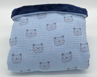 Jersey couverture babydecke couverture couverture couverture steiff ours bleu clair 90 x 60 CM 
