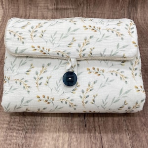 Set: Cambiador nómada doble gasa de algodón + 2 toallitas grandes surtidas + toalla protectora suave de esponja de bambú. 50x70cm