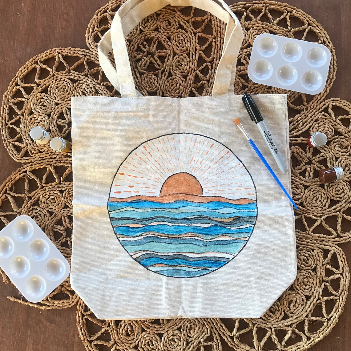 Paint Your Own Tote Bag INDIE BLUE Etsy