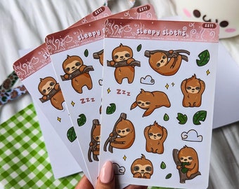 sleepy sloths || sticker sheets for planners bujo || cute