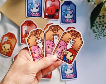 animal crossing vinyl waterproof omamori stickers || set B || die cut flakes || horoscope astrology zodiac