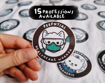 essential healthcare worker stickers || pomeranian spitz samoyed || nurse physio doctor