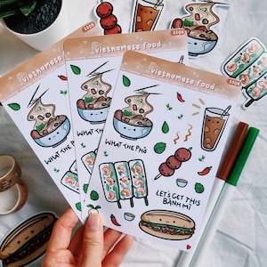 feuille d'autocollants vietnamiens brillants pour cuisine || pho
