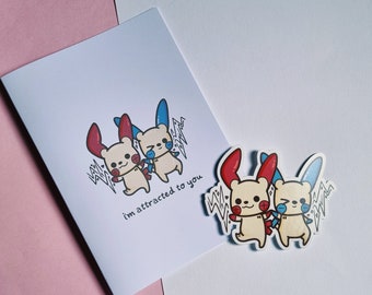 plusle minun pokemon greeting card || couple anniversary