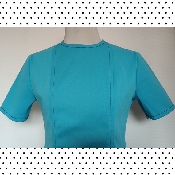 Mod tunic top with short sleeves, turquoise vinta… - image 3