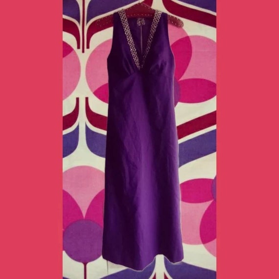 70s purple party dress, mid-century wedding dress… - image 1