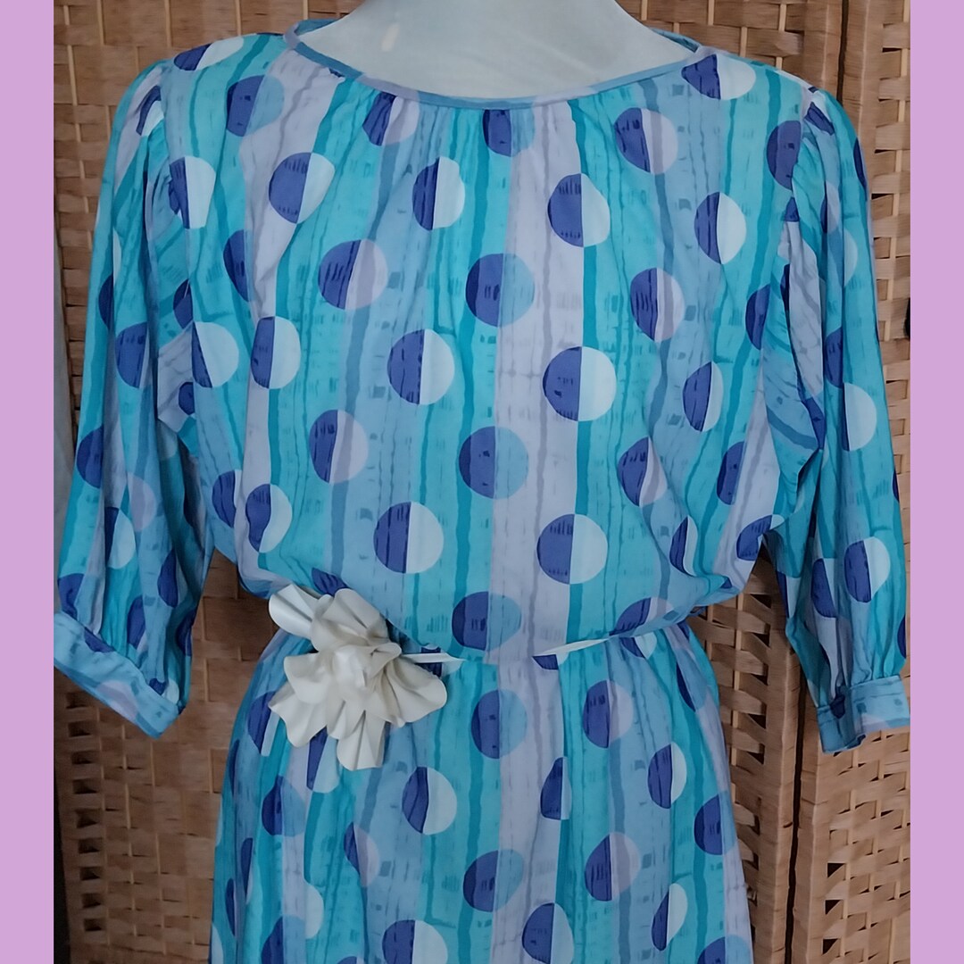 blue and purple polka dot dress May Crossover Bust Purple Polka Dot Dress