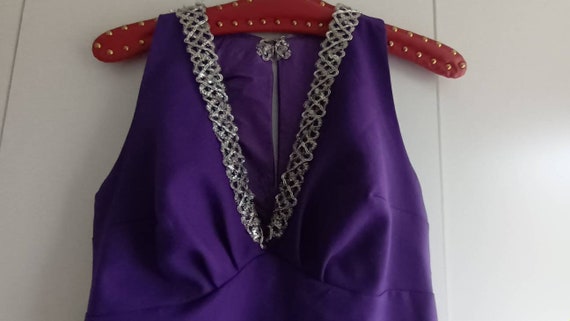 70s purple party dress, mid-century wedding dress… - image 2