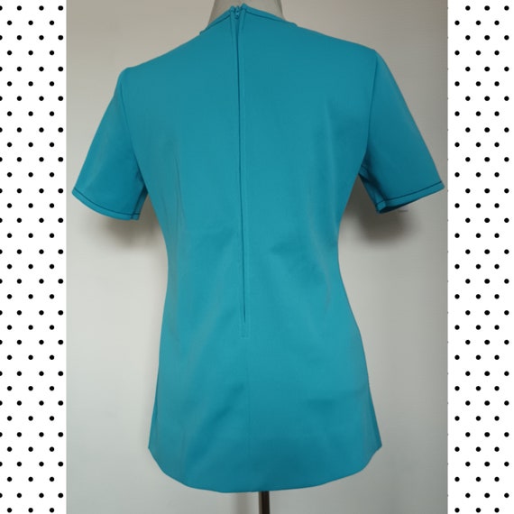 Mod tunic top with short sleeves, turquoise vinta… - image 5