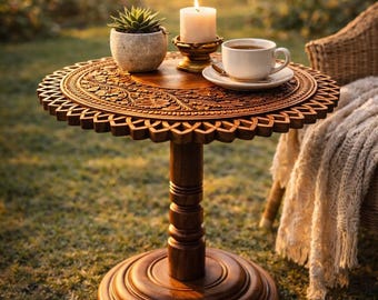 RARZOE 31.5 Round Coffee Table with Storage, Wood