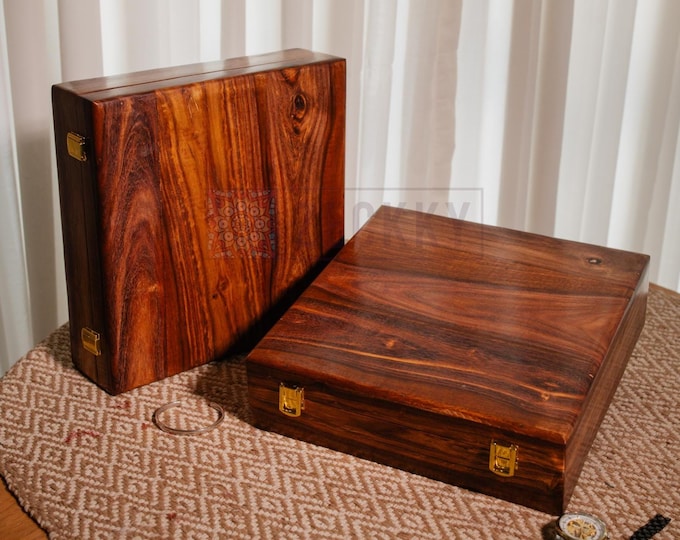 Handmade Rosewood Watch Box: 15-Slot Velvet Lined Organizer