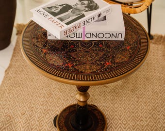 Mesa de centro de meados do século, móveis pintados à mão, mesa lateral decorativa, ótima para cantos de sala de estar ou decoração de quarto, presente para casal