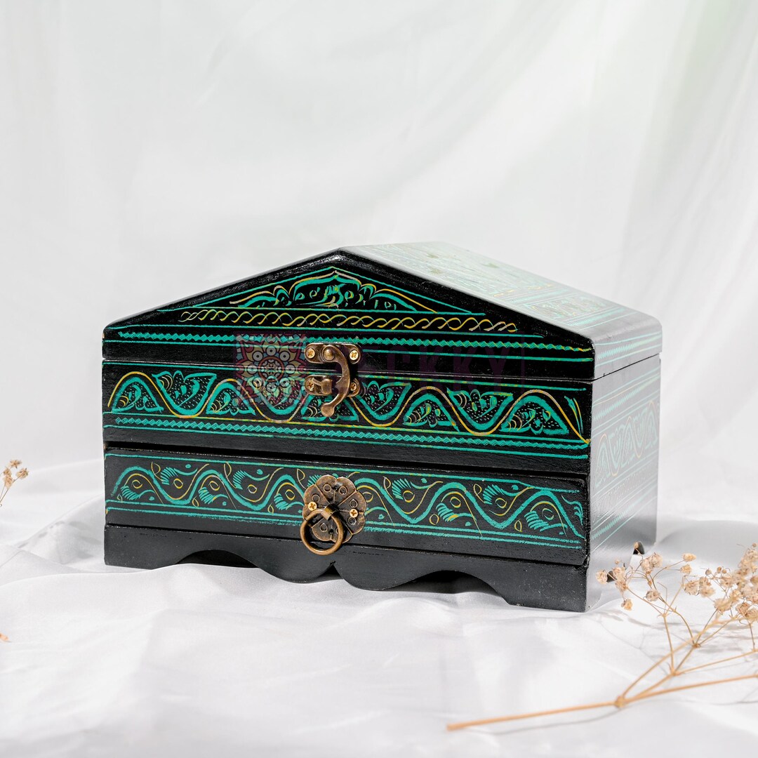 Colorful Hand Painted Drawer Box - Floral Art Decorative Box ...