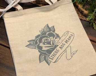 Canvas Tote-Reusable Tote-Reusable Grocery Bag-Tattoo Art-Boho Tote-Reusable Shopping Tote-Book Bag-Diaper Bag-Beach Bag-Purse-Shoulder Bag
