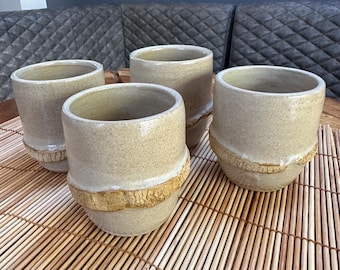 Vasos con fisuras / Tazas de gres hechas a mano / Vajilla de cerámica texturizada / Cerámica escandinava
