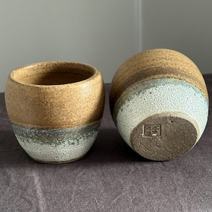 Hand Thrown Ceramic Tumblers: Red Brown & Moon Crater Glaze