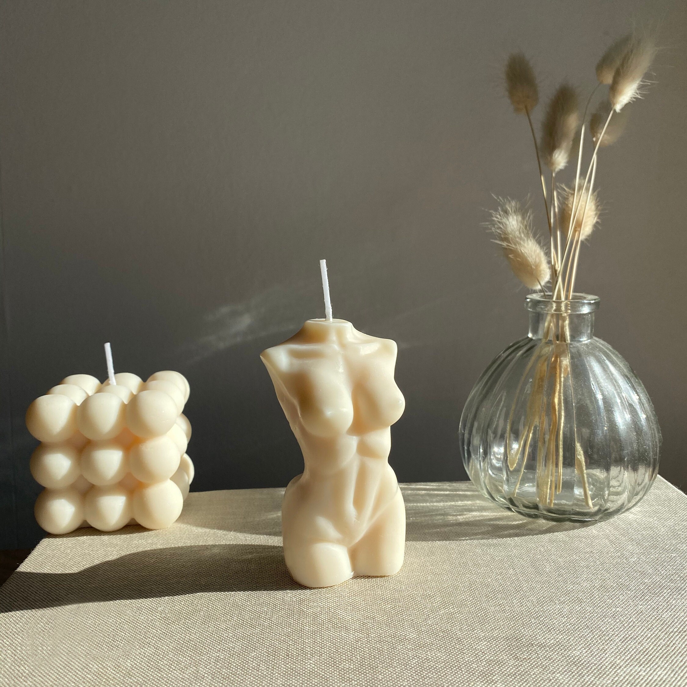Female Body Woman Torso Soy Wax Candle Bubble Hand Poured Decorative