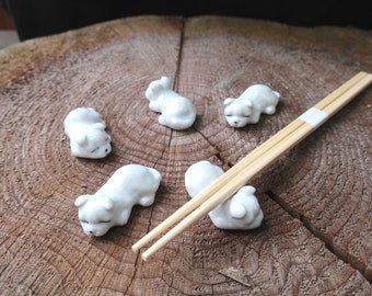 Japanese Porcelain Chopsticks Chopstick Rest dog shiba inu 2pcs