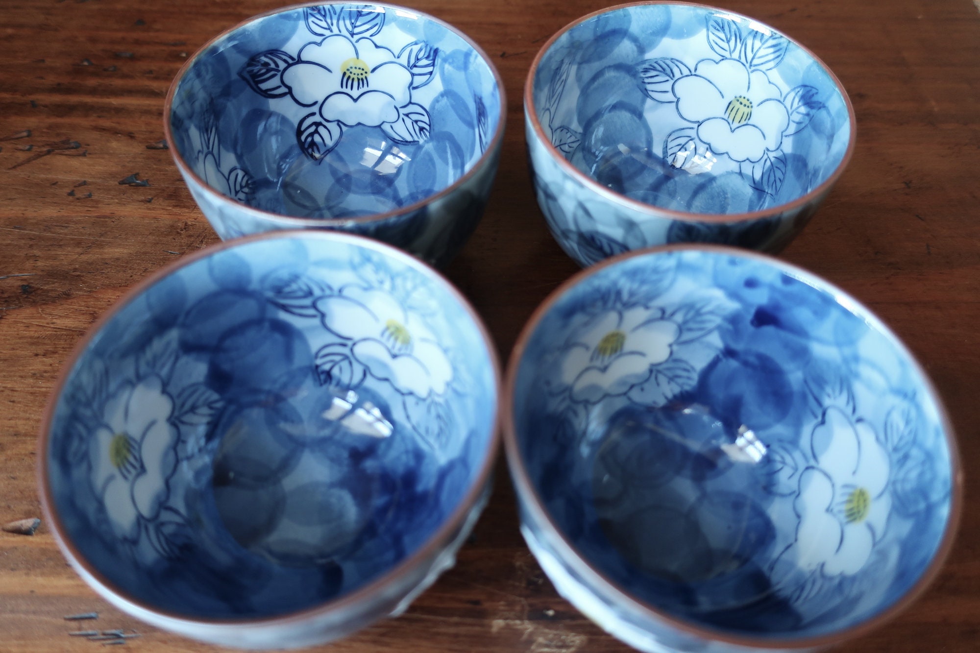 Japanese Camelia Aritayaki Tea Cup Set of 4 Japanese Style Etsy