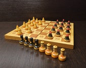 Wooden Hand-Painted Checkers made 1982 with Wooden Board 14 inches Antiques Set of the USSR Soviet Vintage Rare Checkers Game Vintage Gift
