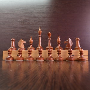 Big Old 1980s Classic Chess Set Chessboard 17.72 inches Rare Russian Vintage USSR Wooden Antique made of fine wood Condition near new