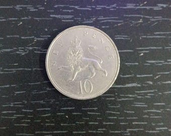 10 New Pence 1969 GB UK Coin British Penny Elizabeth II Lion