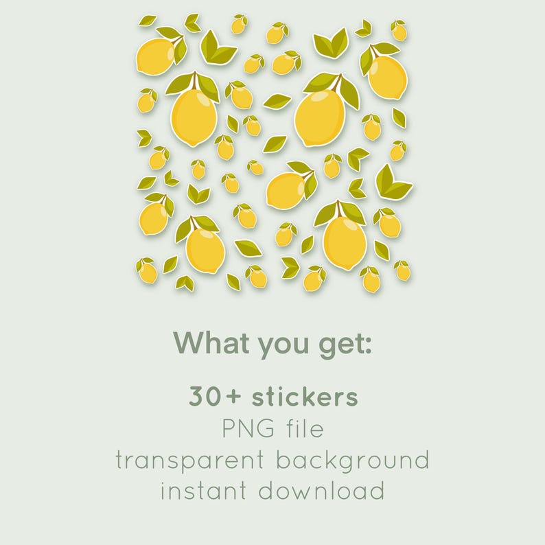 Sticker Lemon Vector Lemon Sticker Sheet Printable, Cute Lemon Stickers, Citrus Planner ...