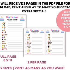 Birthday Emoji Pictionary Game, Printable Trivia Guessing Game, Guess ...