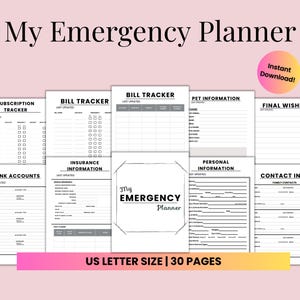Emergency Binder Printable, End of Life Planner, Just in Case, Life Organizer, Final Wishes, Funeral, Household, Estate, Legacy Planning PDF