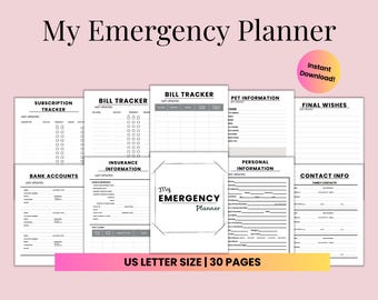 Emergency Binder Printable, End of Life Planner, Just in Case, Life Organizer, Final Wishes, Funeral, Household, Estate, Legacy Planning PDF