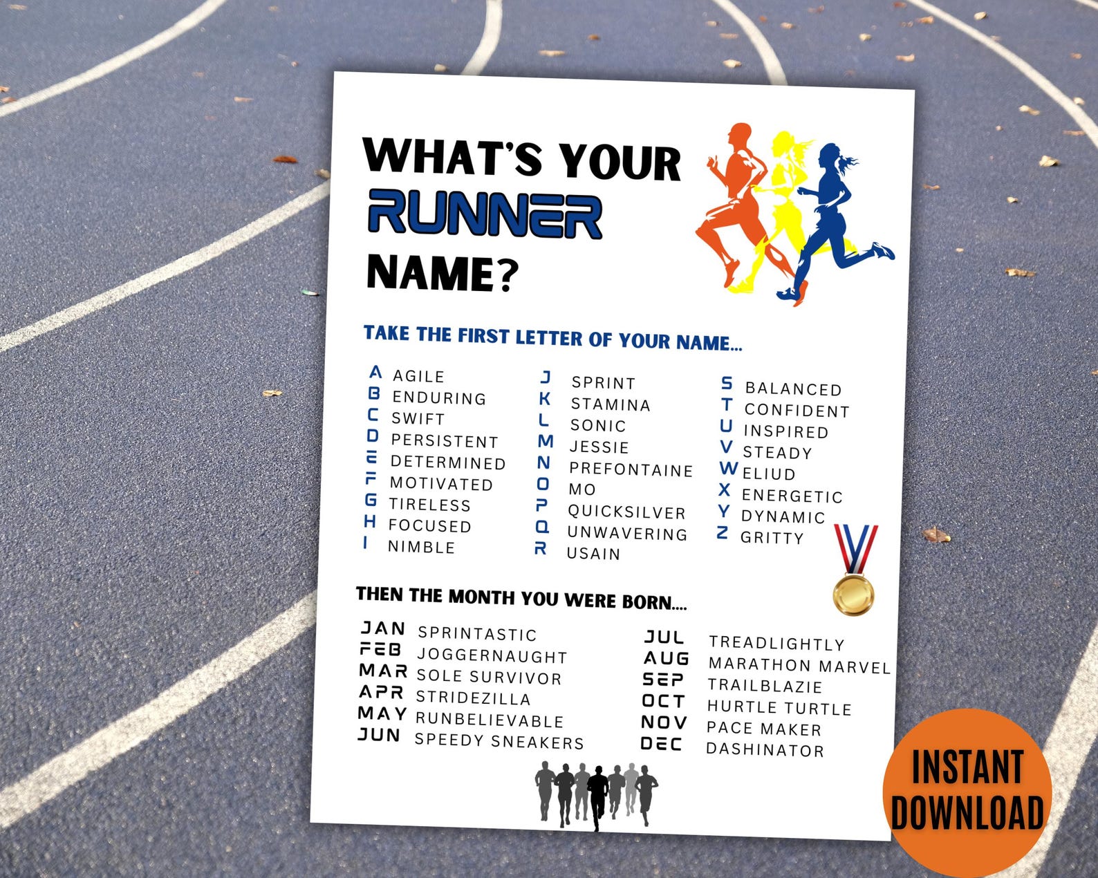 Runner Tags Labels What's Your Runner Name Game, NAME TAGS + SIGN, Athletics Themed Sports ...