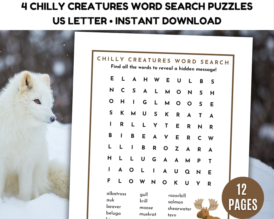 Animal Word Search Puzzle Games Word Search Printable Themed