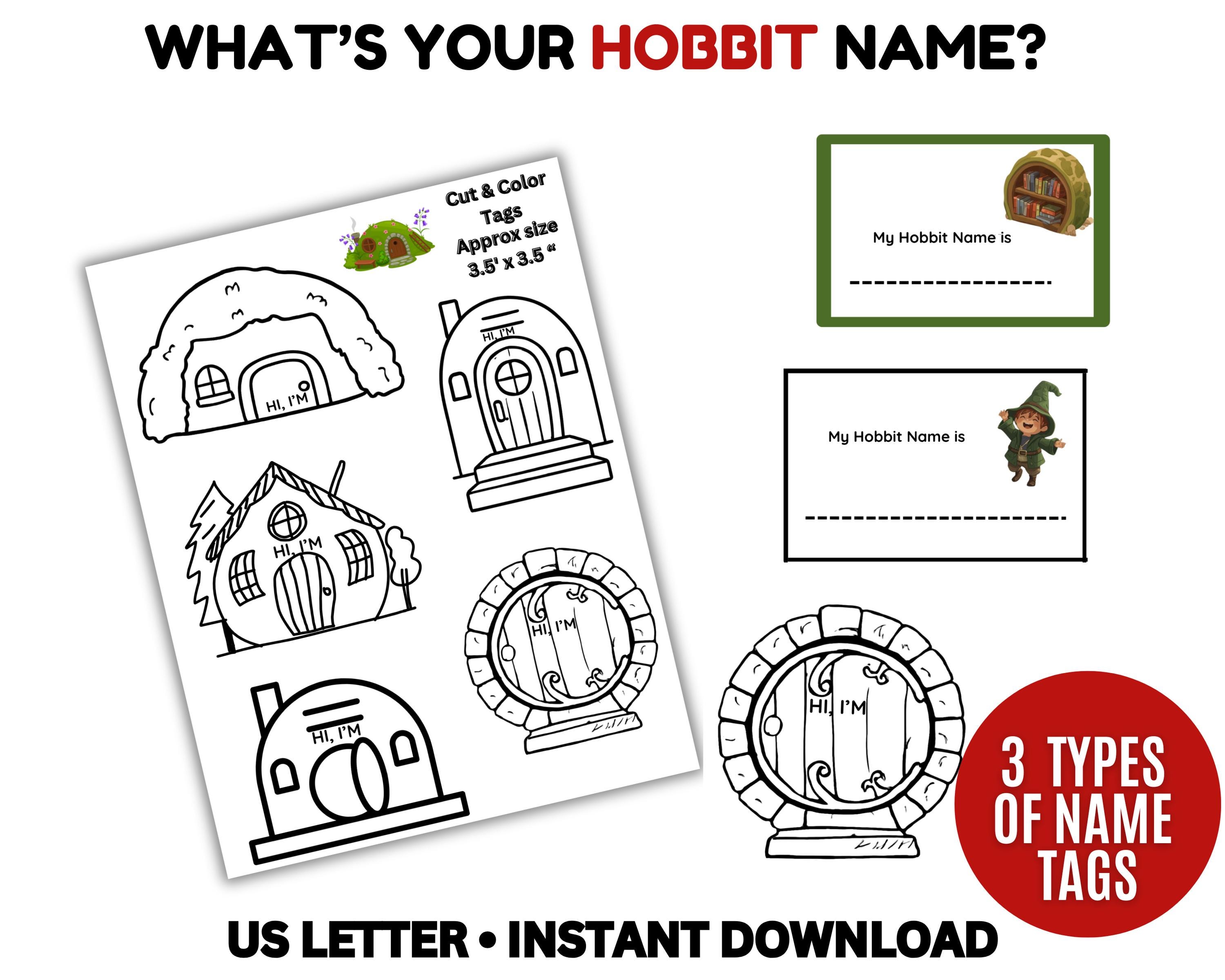 What's Your Hobbit Name Game With NAME TAGS + Sign, LOTR Inspired Fun ...