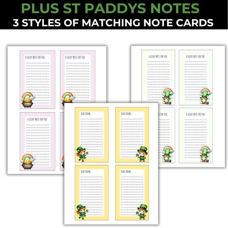 St Patricks Day Printable Tags & Classroom Notes, St Paddys Themed Gift ...