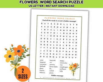 Woordzoekpuzzel bloem, woordzoekspelletjes zomer, brainteaser met bloementhema, leuke afdrukbare trivia-activiteit voor kinderen en volwassenen