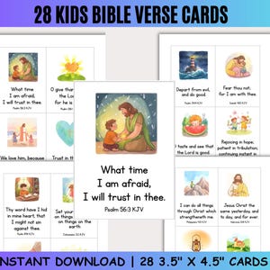 Bible Verse Cards for Kids, 28 Printable Inspirational Scripture Quote Cards for Verse Memory, Lunchboxes, Christian Homeschooling