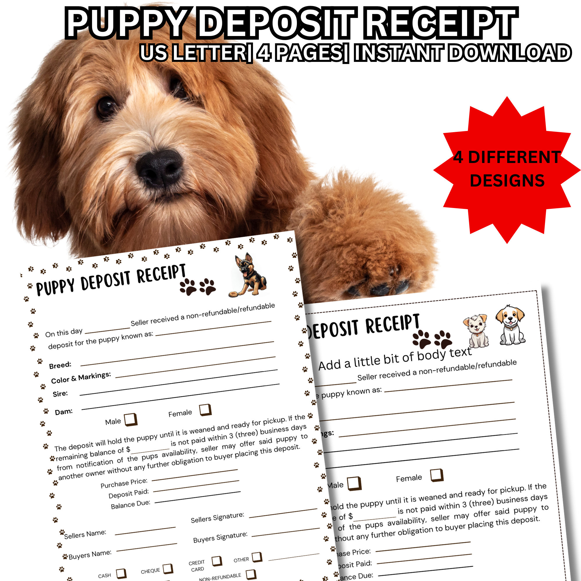 editable-puppy-deposit-receipt-new-puppy-bill-of-sale-puppy-contract-breeder-invoice-dog-breeder-forms-puppy-paperwork-printable-pdf-etsy