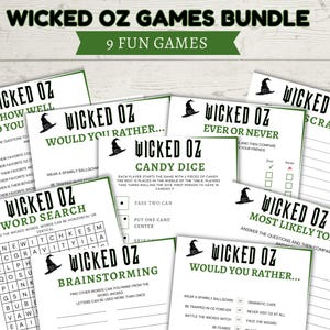 Wicked Oz Themed Games Bundle,  Wicked Movie Musical Themed Party Activity Printable, Elphaba, Glinda, Green Wicked Witches, Wizard of Oz