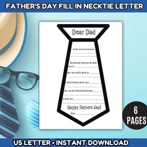 Manualidad con letras para el Día del Padre, carta imprimible para papá, hoja para colorear y rellenar, regalo para papá de parte de los niños, regalo de recuerdo para papá.