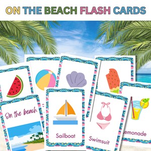 Strand Karteikarten, 36 druckbare Lernkarten, Lernen im Freien, Kindergarten Montessori Klassenzimmer Homeschool Ressourcen