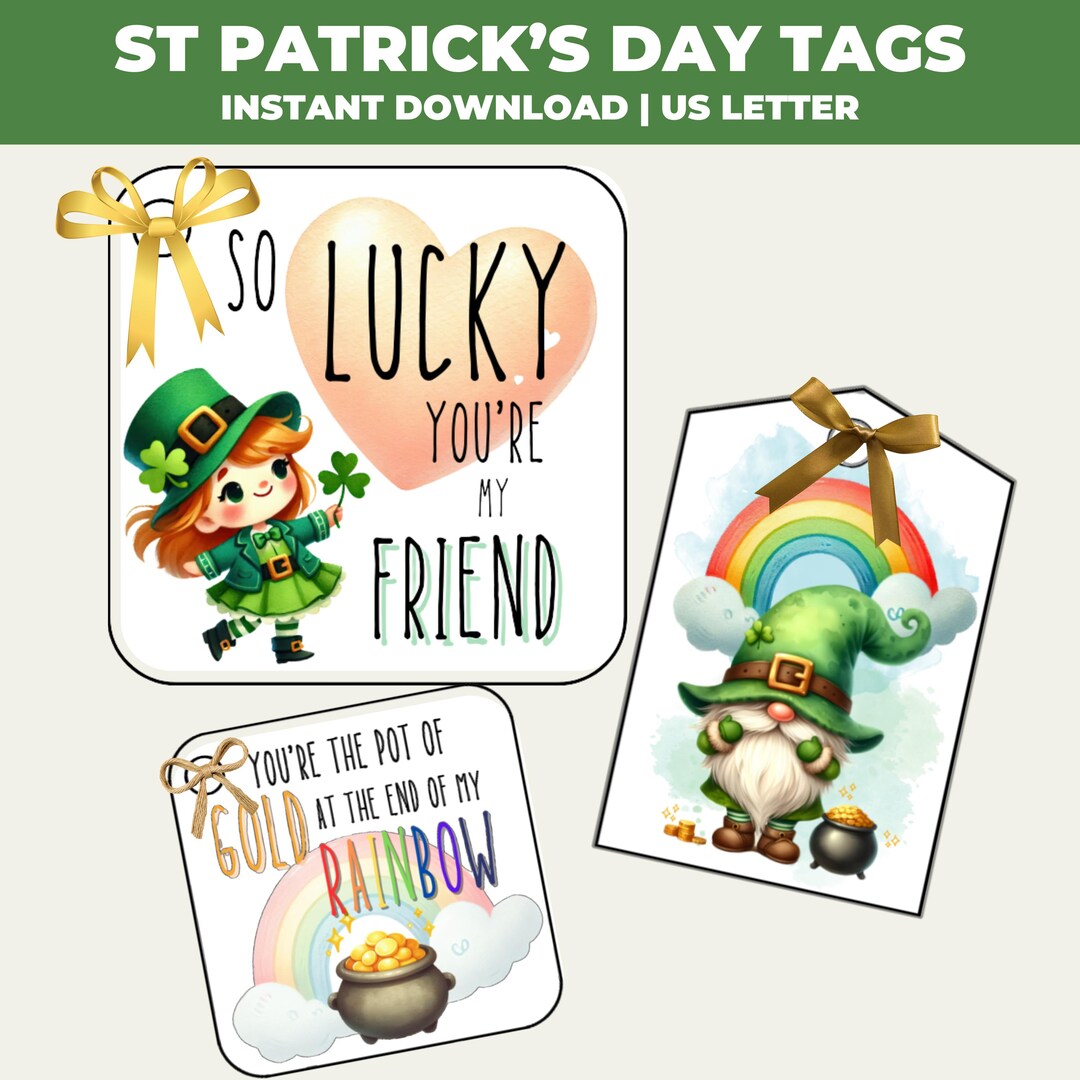 St Patricks Day Printable Tags & Classroom Notes, St Paddys Themed Gift ...