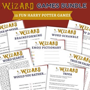 Wizard 12 Games bundle,  HP Themed Birthday Party Printable, Potter Magical Wizardry Inspired,  Fun Group Trivia Games, Family Movie Nights