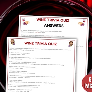 Wine Trivia Game Printable, Fun Adult Dinner Party Activity, Wine & Cheese Fundraisers,  Ladies Night, Bachelorette, Book Club, Office Party