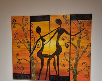 The wild dance abstact, acrylic on stretched canvas