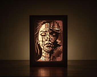 Abstract Woman Portrait Paper Cut Lightbox SVG Template