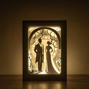 3D Wedding Shadowbox Template, Sweet Couple Lightbox SVG Template, Romantic Couple Paper Cut Room Decor.