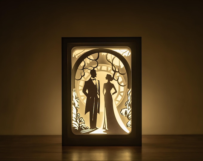 Customizable Wedding Shadow Box Svg, Love Lightbox Svg File, Couple ...